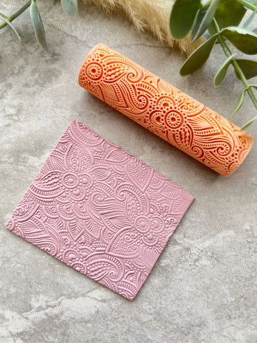 Floral Mandala Style Print Texture Roller |  Polymer Clay Roller | Clay Roller